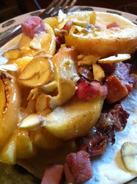 Hammy Apple and Cheese Saute with Chestnuts or Pecans
