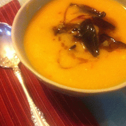 Sweet Potato, Caramelized Onion and Apple Cider Soup