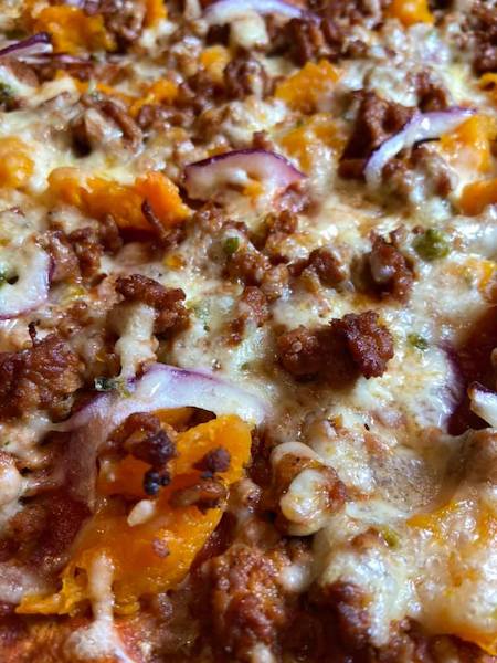 Chicken Chorizo Butternut Squash Mexican Pizza