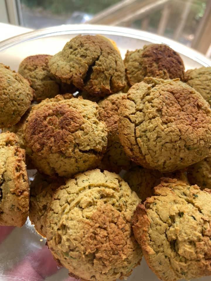 Garlic Scape Baked Falafels