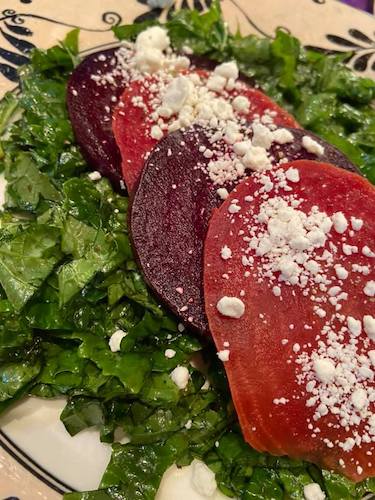 Roasted Beet Salad with Kale and Goat Cheese