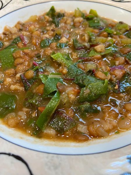 Mediterranean Lentil stew with Swiss Chard