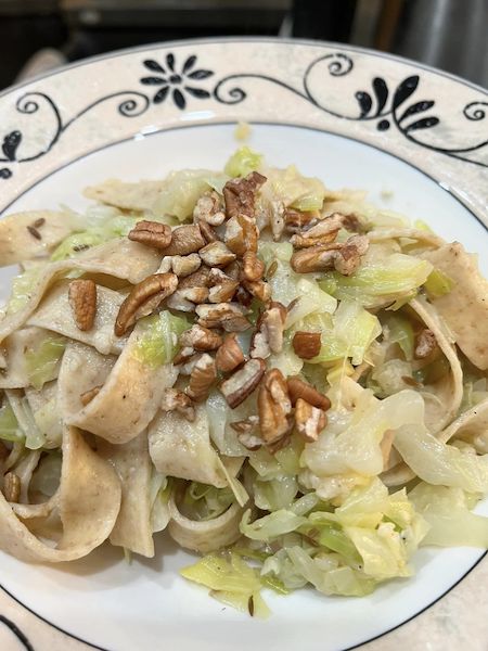Caramelized Cabbage Pasta with Pecans