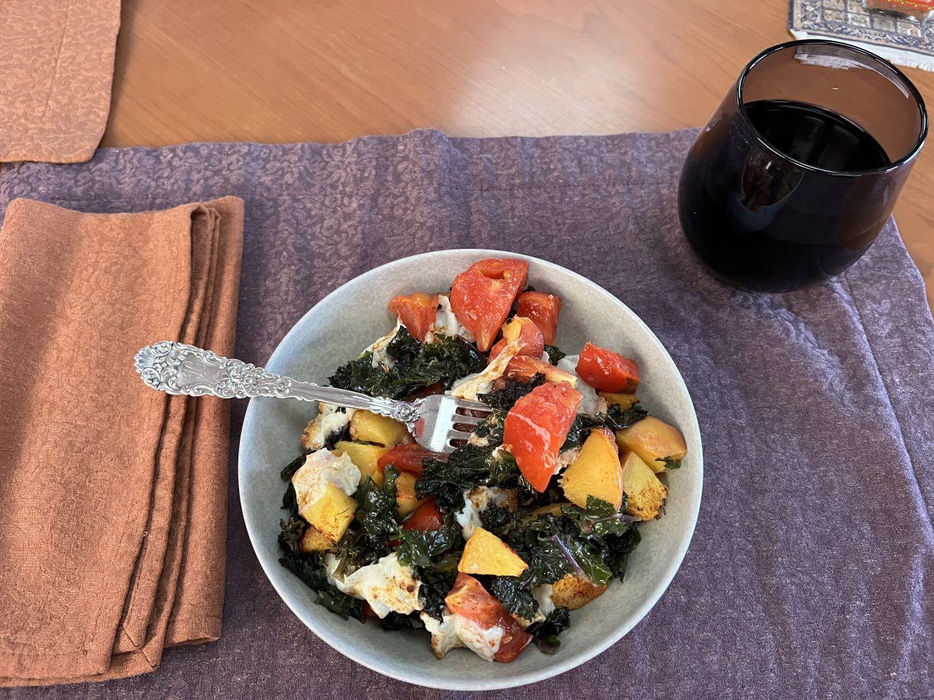 KaleTomPeachMozz Bake